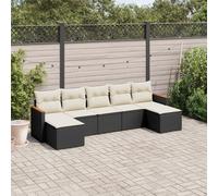 vidaXL Set Divani da Giardino con Cuscini 7pz Nero Polyrattan
