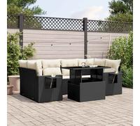 vidaXL Set Divani da Giardino con Cuscini 7pz Nero Polyrattan