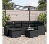 vidaXL Set Divani da Giardino con Cuscini 7pz Nero Polyrattan