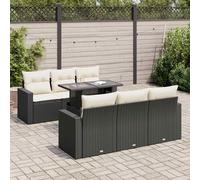 vidaXL Set Divani da Giardino con Cuscini 7pz Nero Polyrattan
