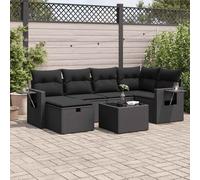 vidaXL Set Divani da Giardino con Cuscini 7pz Nero Polyrattan