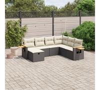 vidaXL Set Divani da Giardino con Cuscini 7pz Nero Polyrattan