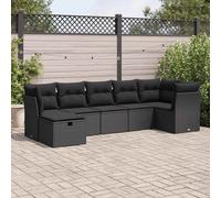 vidaXL Set Divani da Giardino con Cuscini 7pz Nero Polyrattan