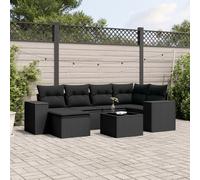 vidaXL Set Divani da Giardino con Cuscini 7pz Nero Polyrattan