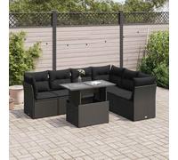 vidaXL Set Divani da Giardino con Cuscini 7pz Nero Polyrattan