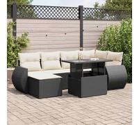 vidaXL Set Divani da Giardino con Cuscini 7pz Nero Polyrattan