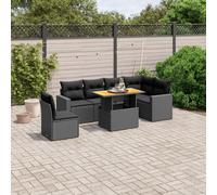 vidaXL Set Divani da Giardino con Cuscini 7pz Nero Polyrattan