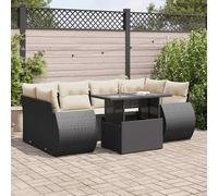 vidaXL Set Divani da Giardino con Cuscini 7pz Nero Polyrattan