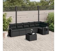 vidaXL Set Divani da Giardino con Cuscini 7pz Nero Polyrattan