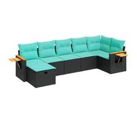 vidaXL Set Divani da Giardino con Cuscini 7pz Nero Polyrattan