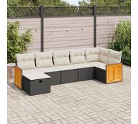 vidaXL Set Divani da Giardino con Cuscini 7pz Nero Polyrattan
