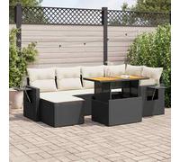vidaXL Set Divani da Giardino con Cuscini 7pz Nero Polyrattan