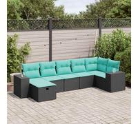 vidaXL Set Divani da Giardino con Cuscini 7pz Nero Polyrattan
