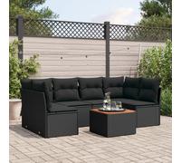 vidaXL Set Divani da Giardino con Cuscini 7pz Nero Polyrattan