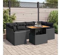vidaXL Set Divani da Giardino con Cuscini 7pz Nero Polyrattan