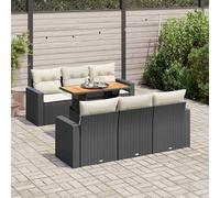 vidaXL Set Divani da Giardino con Cuscini 7pz Nero Polyrattan