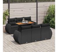 vidaXL Set Divani da Giardino con Cuscini 7pz Nero Polyrattan