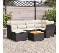 vidaXL Set Divani da Giardino con Cuscini 7pz Nero Polyrattan