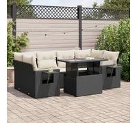 vidaXL Set Divani da Giardino con Cuscini 7pz Nero Polyrattan