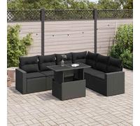 vidaXL Set Divani da Giardino con Cuscini 7pz Nero Polyrattan