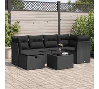 vidaXL Set Divani da Giardino con Cuscini 7pz Nero Polyrattan