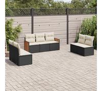 Set Divani da Giardino con Cuscini 7pz Nero Polyrattan
