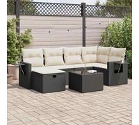 vidaXL Set Divani da Giardino con Cuscini 7pz Nero Polyrattan