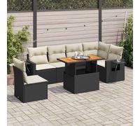 vidaXL Set Divani da Giardino con Cuscini 7pz Nero Polyrattan