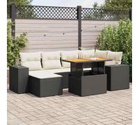 vidaXL Set Divani da Giardino con Cuscini 7pz Nero Polyrattan