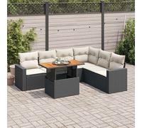 vidaXL Set Divani da Giardino con Cuscini 7pz Nero Polyrattan