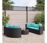 vidaXL Set Divani da Giardino con Cuscini 7pz Nero Polyrattan