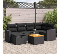 vidaXL Set Divani da Giardino con Cuscini 7pz Nero Polyrattan