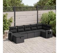 vidaXL Set Divani da Giardino con Cuscini 7pz Nero Polyrattan