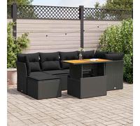 vidaXL Set Divani da Giardino con Cuscini 7pz Nero Polyrattan
