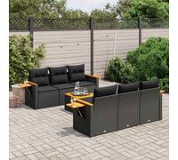 vidaXL Set Divani da Giardino con Cuscini 7pz Nero Polyrattan