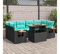 vidaXL Set Divani da Giardino con Cuscini 7pz Nero Polyrattan