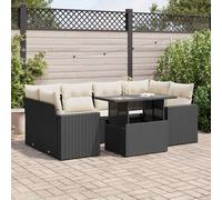 vidaXL Set Divani da Giardino con Cuscini 7pz Nero Polyrattan