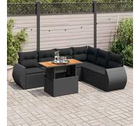 vidaXL Set Divani da Giardino con Cuscini 7pz Nero Polyrattan