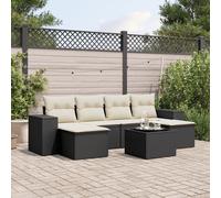 Set Divani da Giardino con Cuscini 7pz Nero Polyrattan