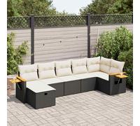 vidaXL Set Divani da Giardino con Cuscini 7pz Nero Polyrattan
