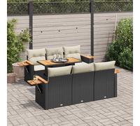 vidaXL Set Divani da Giardino con Cuscini 7pz Nero Polyrattan Acacia