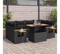 vidaXL Set Divani da Giardino con Cuscini 7pz Nero Polyrattan Acacia