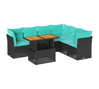 vidaXL Set Divani da Giardino con Cuscini 7pz Nero Polyrattan, set di salotti da giardino, divano per giardino, set di divani ad angolo da esterno