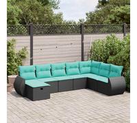 vidaXL Set Divani da Giardino con Cuscini 8 pz Nero in Polyrattan