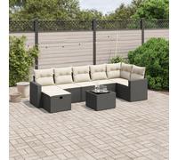 vidaXL Set Divani da Giardino con Cuscini 8 pz Nero in Polyrattan