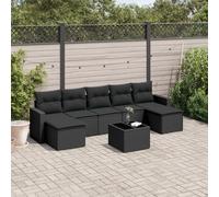 vidaXL Set Divani da Giardino con Cuscini 8 pz Nero in Polyrattan