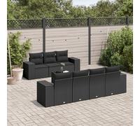 vidaXL Set Divani da Giardino con Cuscini 8 pz Nero in Polyrattan