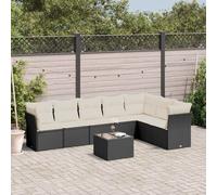 vidaXL Set Divani da Giardino con Cuscini 8 pz Nero in Polyrattan