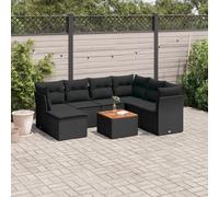 vidaXL Set Divani da Giardino con Cuscini 8 pz Nero in Polyrattan