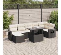 vidaXL Set Divani da Giardino con Cuscini 8 pz Nero in Polyrattan